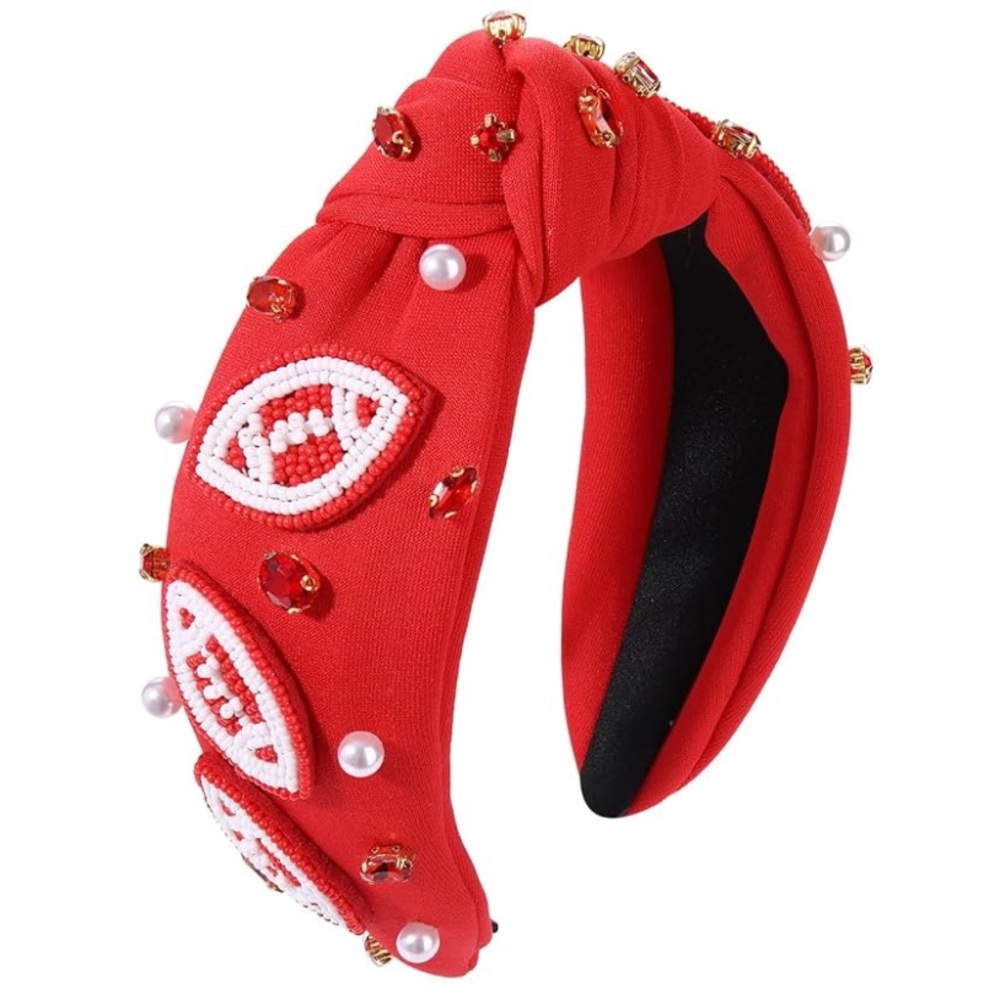 Red Football Embellished Headband